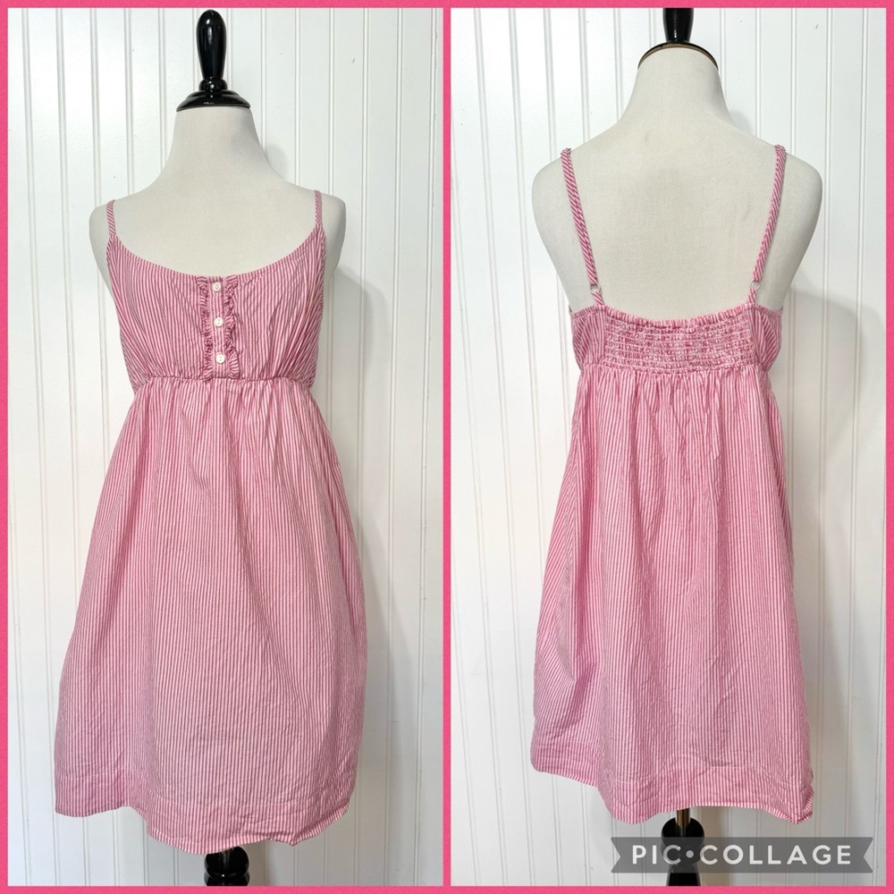 Y2K Old Navy Intimates Pink & White Striped Cotton Babydoll Dress